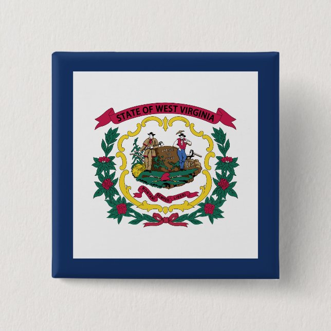 West Virginia State Flag 15 Cm Square Badge (Front)