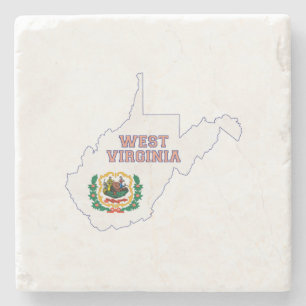 West Virginia State Flag and Map Stone Coaster