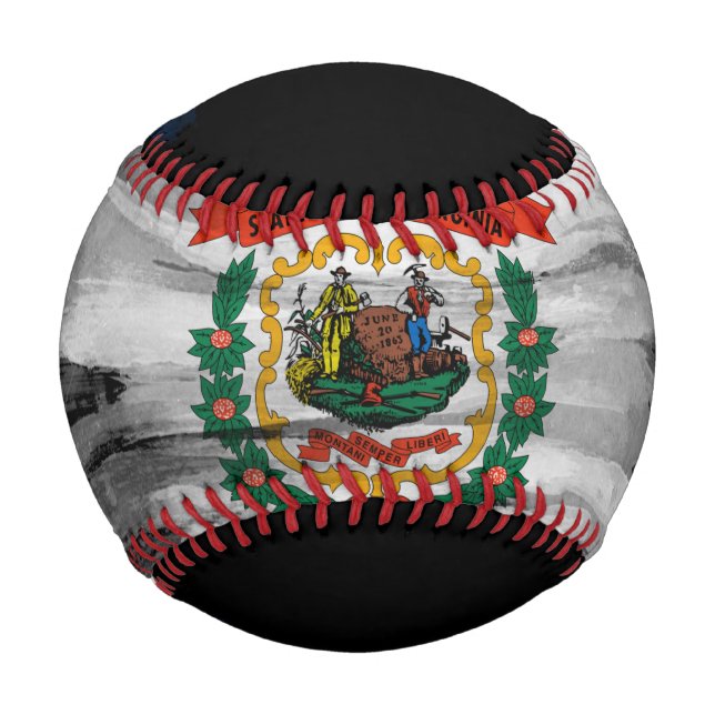 West Virginia state flag brush stroke Baseball (Front)