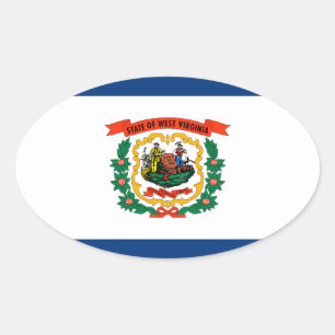 West Virginia State Flag Design Oval Sticker