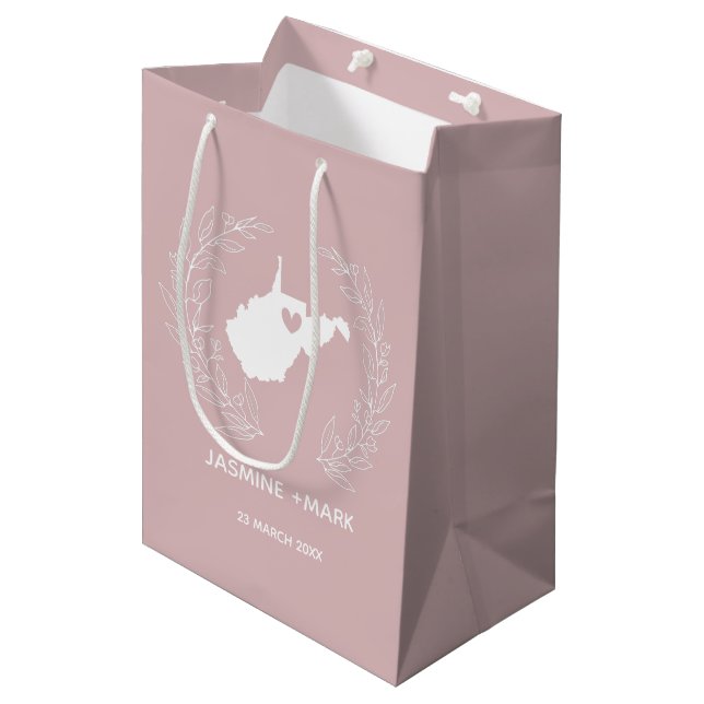 West Virginia state map couple wedding  Medium Gift Bag (Front Angled)