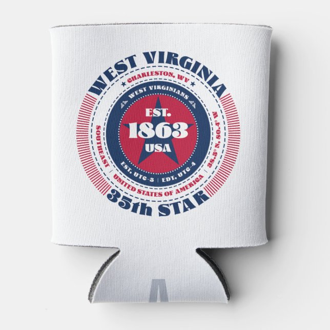 West Virginia State Pride Monogram Cooler (Front)