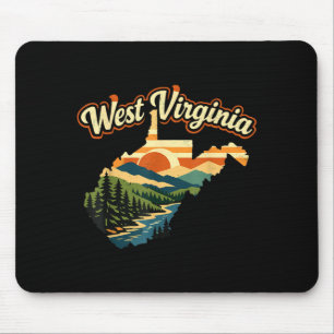 West Virginia State Retro Sunset Mountain Mouse Pad
