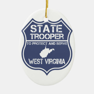 West Virginia State Trooper Protect And Serve Ceramic Tree Decoration