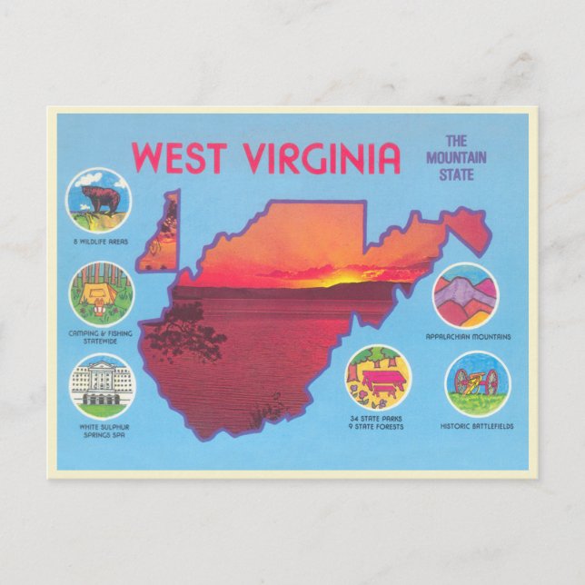 West Virginia The Mountain State Vintage Postcard (Front)