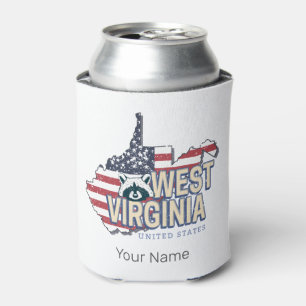 West Virginia United States Retro Map Vintage USA Can Cooler