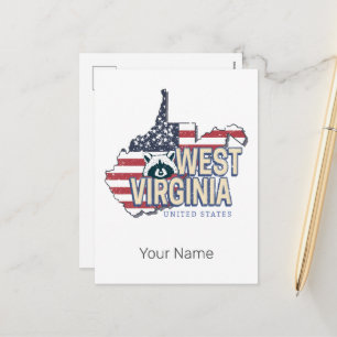 West Virginia United States Retro Map Vintage USA Holiday Postcard
