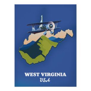West Virginia USA map Poster