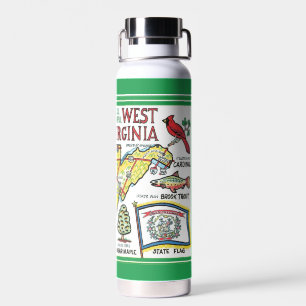 West Virginia Vintage Map Water Bottle
