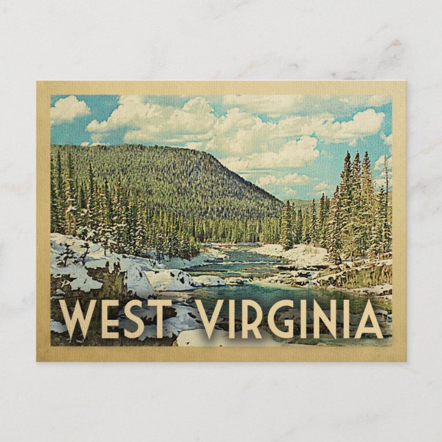 West Virginia Vintage Travel Snowy Winter Nature Postcard (Front)