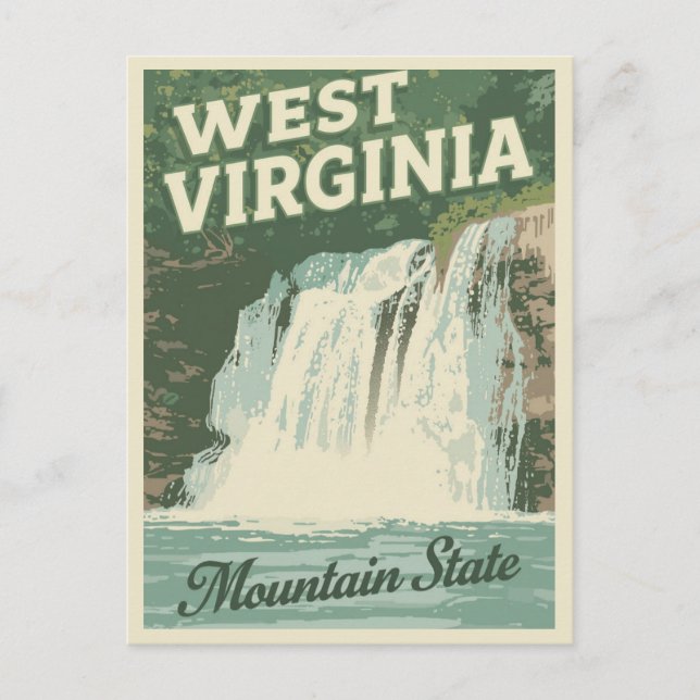 West Virginia Waterfall Vintage Travel Postcard (Front)