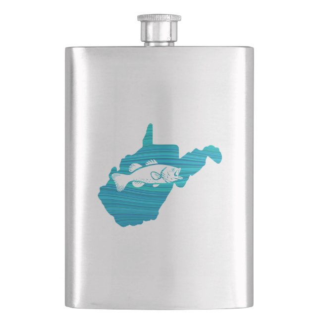 West Virginia Wave Fishing Hip Flask (Front)
