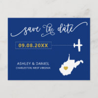 West Virginia Wedding Save the Date Map Postcard
