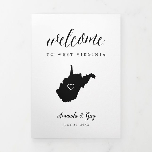 West Virginia Wedding Welcome Letter & Itinerary Tri-Fold Programme (Cover)