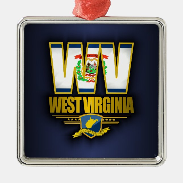 West Virginia (WV) Metal Tree Decoration (Front)