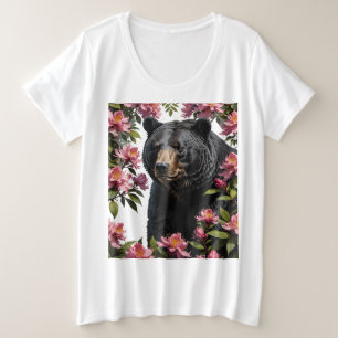 West Virginian Bear And Pink Flowers Plus Size T-Shirt