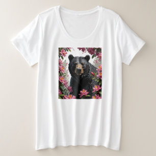 West Virginian Bear Surrounded By Rhododendron Plus Size T-Shirt