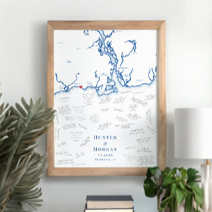 Westbrook Wedding Elegant Navy Guest Book Poster