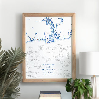 Westbrook Wedding Modern Navy Guest Book Poster