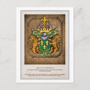Westerfield Dutch Family Coat Of Arms. Postcard