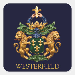 Westerfield Dutch Family Coat Of Arms.  Square Sticker