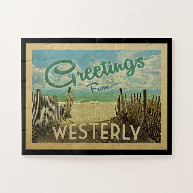 Westerly Beach Vintage Travel Jigsaw Puzzle (Horizontal)