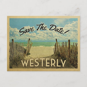 Westerly Save The Date Vintage Beach Nautical Announcement Postcard