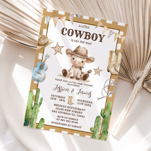 Western A Little Cowboy is on the Way Baby shower Invitation