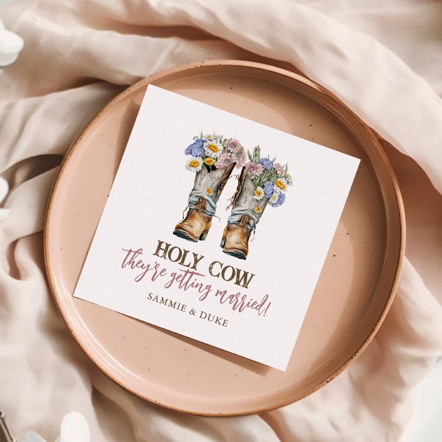 Western and Country Flowers Boots Rustic Wedding Napkin (Creator Uploaded)