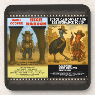 Western Animal Movie Poster Parody Coaster