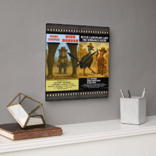 Western Animal Movie Poster Parody Square Wall Clock
