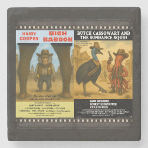 Western Animal Movie Poster Parody Stone Coaster