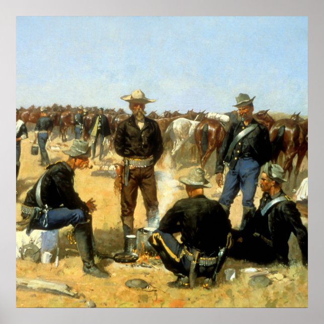 Western Art “Cavalryman's Breakfast” Poster (Front)