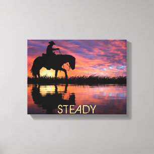 Western Art Cowboy on Horse Canvas Print