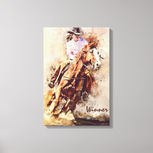 Western Art, Cowgirl Horse, Rodeo Winner Canvas Print (Front)