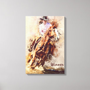 Western Art, Cowgirl Horse, Winner Canvas Print
