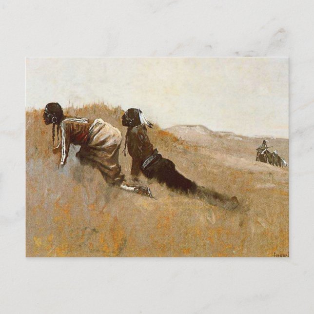 Western Art “Indian Scouts Watching Custer” Postcard (Front)