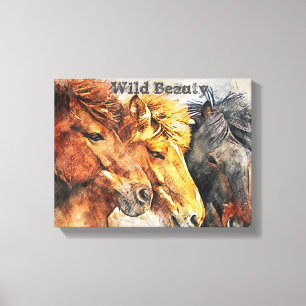 Western Art Wild Horses Canvas Print