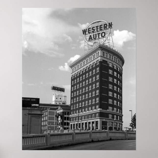 Western Auto Sign Black & White Architecture Photo (Front)