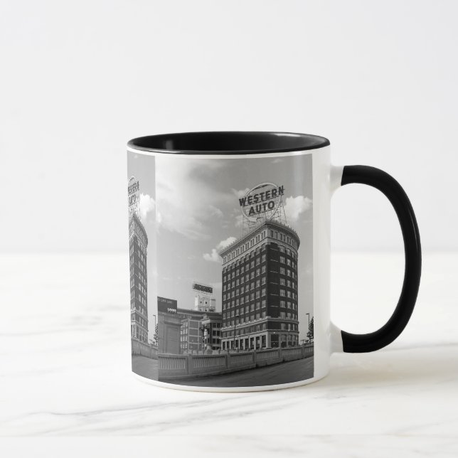 Western Auto Sign Black & White Architecture Photo Mug (Right)