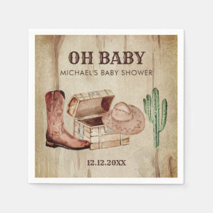Western Baby Boy Cowboy Hat Cactus Celebration Napkin