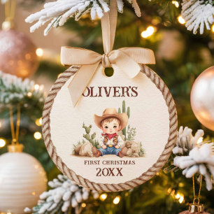 Western Baby Boy First Christmas Ceramic Tree Decoration