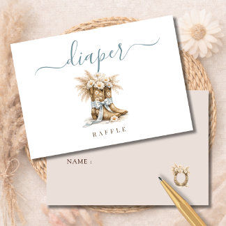 Western Baby Boy Shower Diaper Raffle Ticket Card