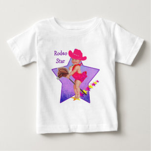 Western Baby Cowgirl On Stick Horse T-Shirt