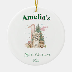 Western Baby Girl First Christmas Pink Ceramic Tree Decoration