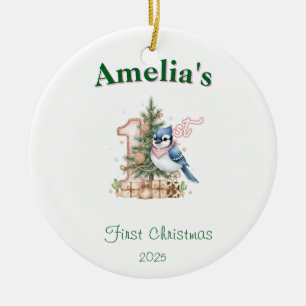 Western Baby Girl First Christmas Pink Ceramic Tree Decoration