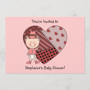 Western Baby Girl & Patchwork Heart - Shower Party Invitation