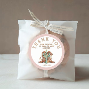 Western Baby Girl Shower Thank You Favour Stickers