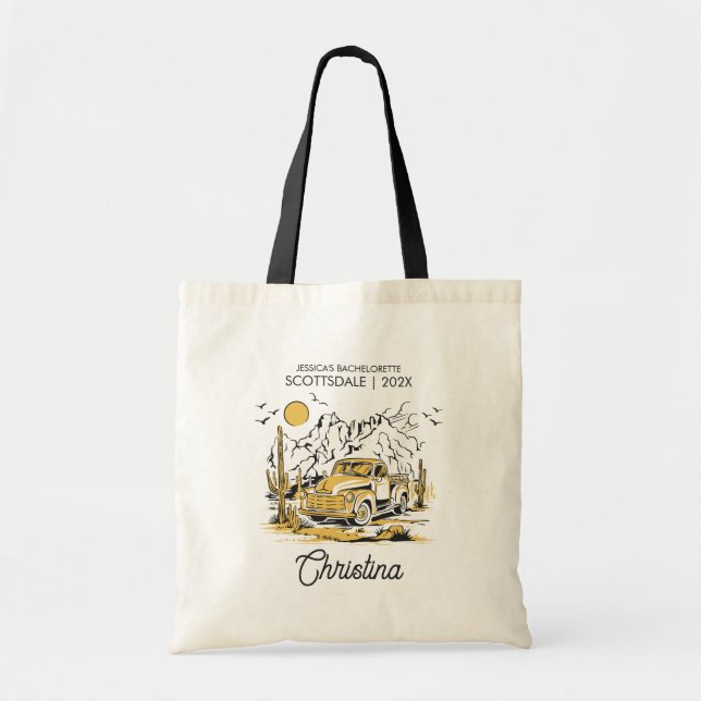 Western Bachelorette Party Vintage Bridesmaid Tote Bag (Front)