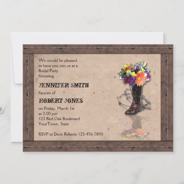 Western Barbed Wire Bridal Shower Invitation (Front)